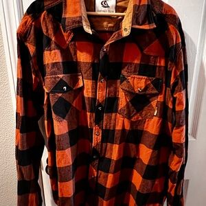 Coevals Club Orange and Black Plaid Shirt
